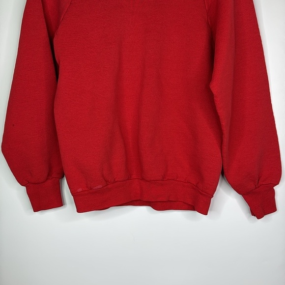 Vintage Fruit Of The Loom Red Blank Raglan Sleeve Crewneck Sweatshirt Medium - Picture 3 of 10